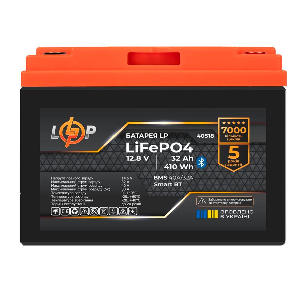 Аккумулятор LP LiFePO4 12,8V - 32 Ач (410 Втч) (BMS 40А/32А) пластик Smart BT