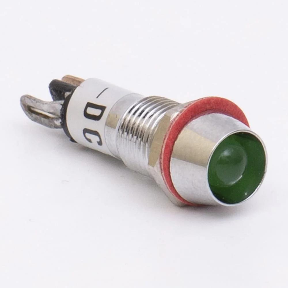 Светодиодный индикатор металлический AD22C-8 220V AC, зеленый