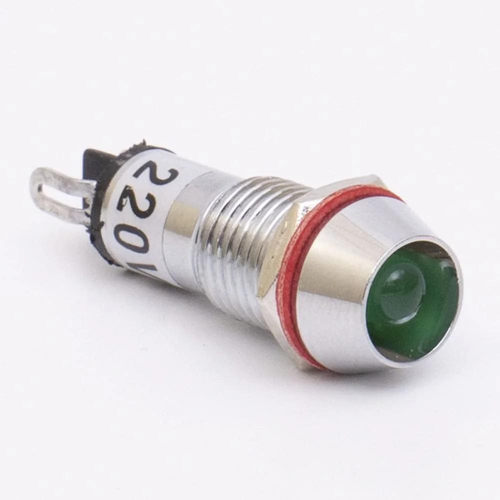 Светодиодный индикатор металлический AD22C-10 24V AC/DC, зеленый