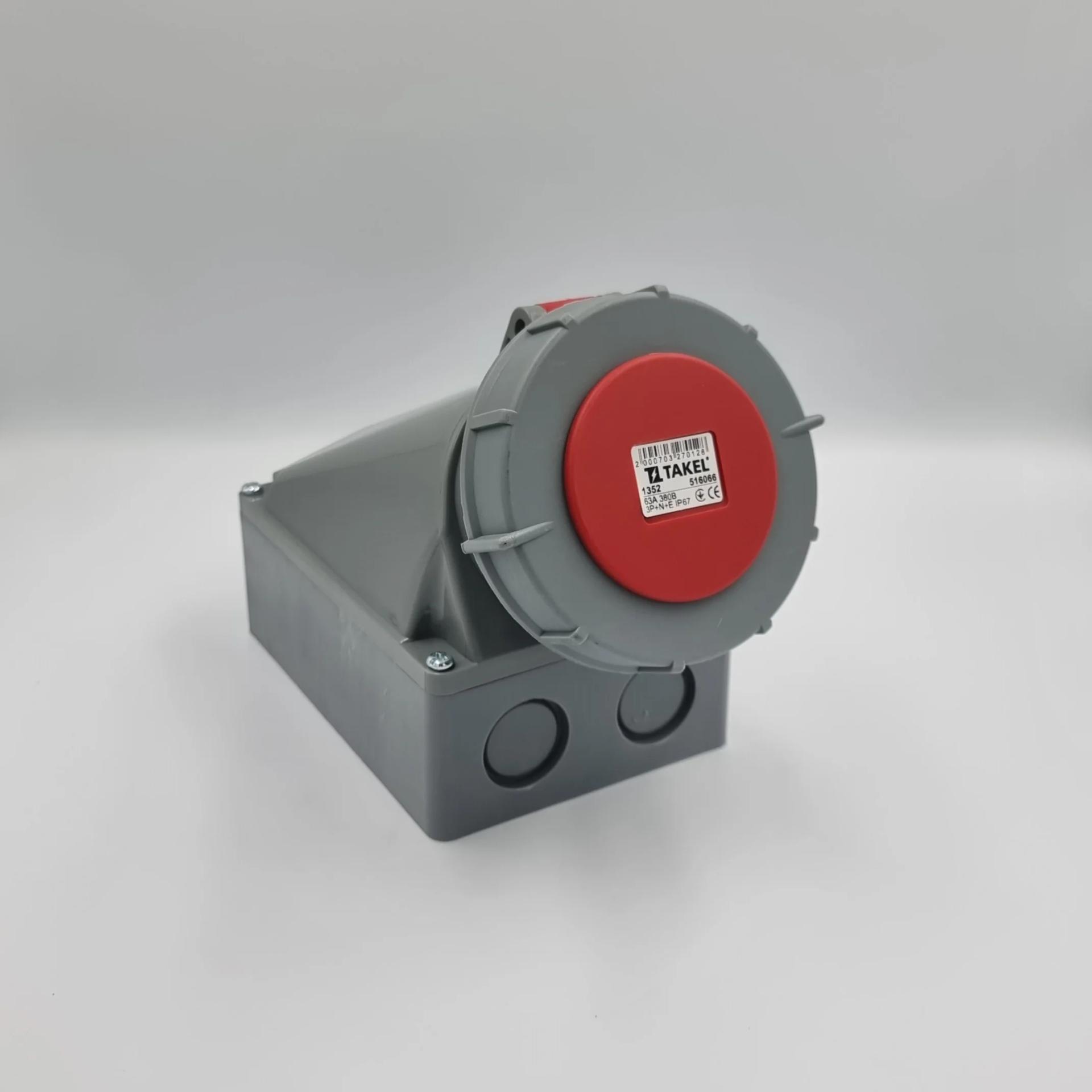 Розетка стаціонарна зовнішня 1352 63А 380В 3Р+N+Е IP67 Argent TAKEL