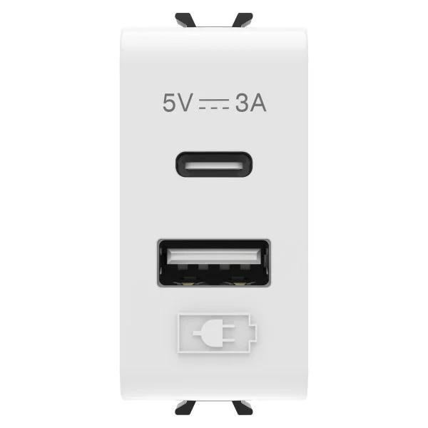 Розетка 2хUSB Chorusmart A+C TYPE 5V 3A 1M гл.біл. GEWISS