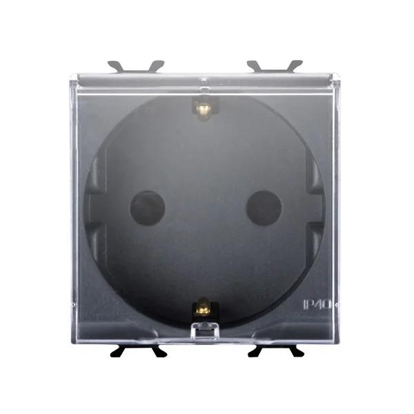 Розетка с крышкой Chorusmart 2M 2P+E 16A черный GEWISS