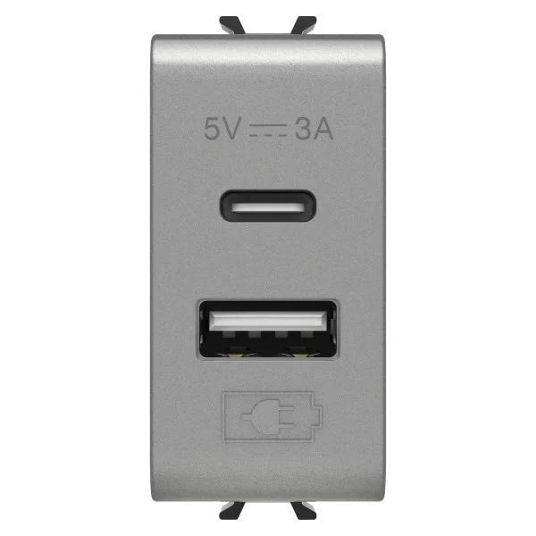 Розетка 2хUSB Chorusmart A+C TYPE 5V 3A 1M титан GEWISS