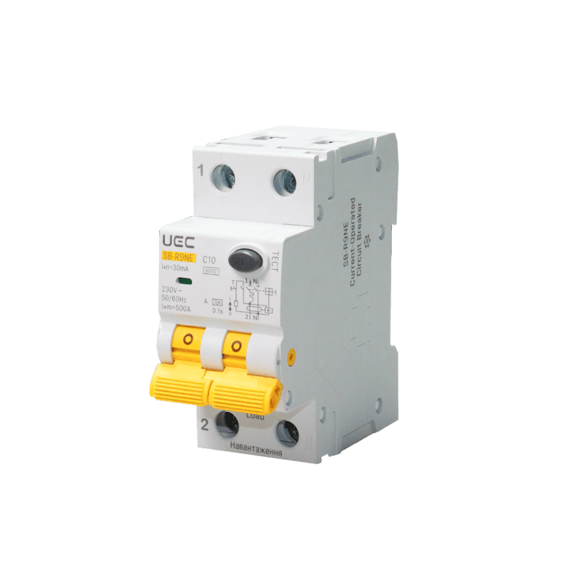 Автомат диференційного захисту SB-R9NE 2P C 10A 30mA Tип A 6kA UEC