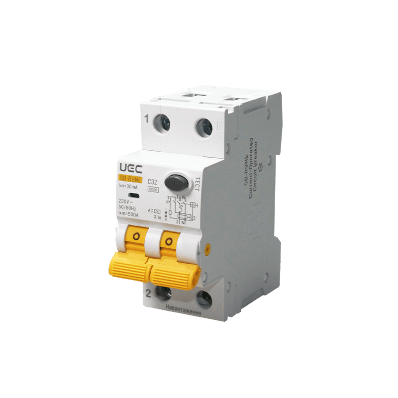 Автомат диференційного захисту SB-R9NE 2P C 32A 30mA Tип AC 6kA UEC
