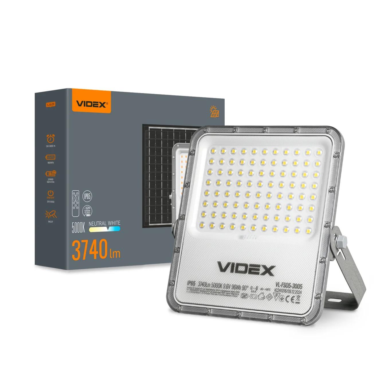 LED прожектор автономний VIDEX VL-FSO5-3005 3740Lm 5000K