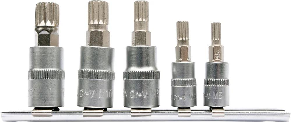 Набор головок торцевых с насадками SPLINE YATO 1/4 и 3/8 M5-М12 5 шт.