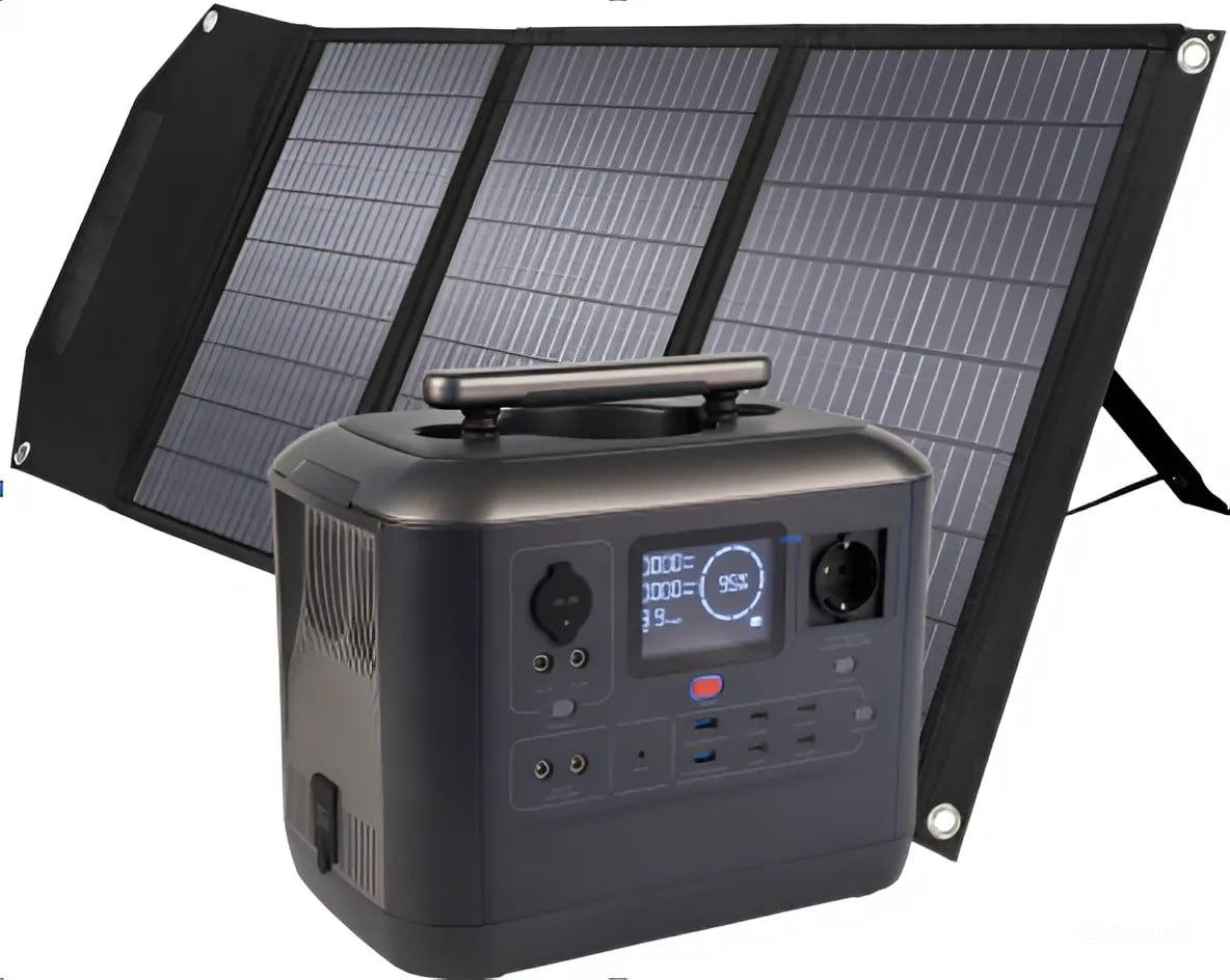 Комплект зарядна станція CP 1000 + розкладна панель 120W ALT-120, чорна