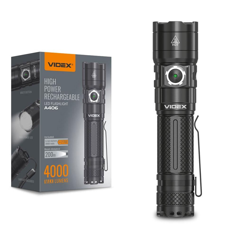 Портативный светодиодный фонарик VIDEX VLF-A406 4000Lm 6500K