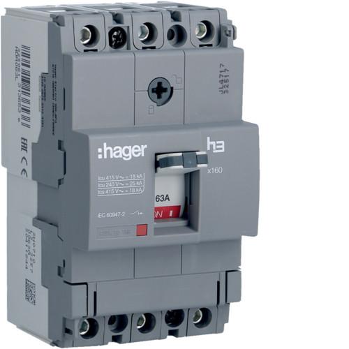 Автоматический выключатель HDA063L 63 А 3п 18 кА Hager