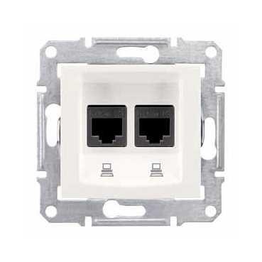 Розетка компьютерная 2-х местная Schneider Sedna SDN4400123