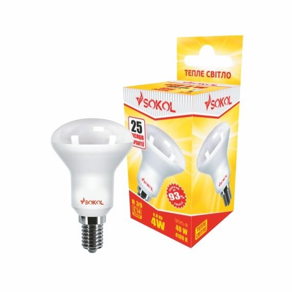 Світлодіодна LED лампа R39 AL 4w 220В E14 3000К Sokol