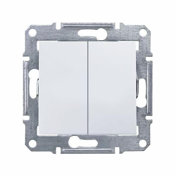 Выключатель двухклавишный белый Schneider Sedna SDN0600121