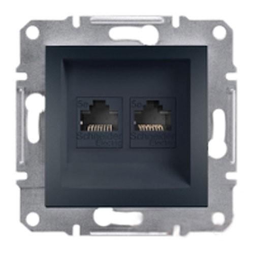 Розетка компьютерная 2-х антрацит Schneider Asfora EPH4400171