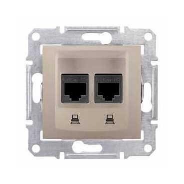 Розетка комп'ютерна RJ45 2-а 5е UTP титан Schneider Sedna SDN4400168