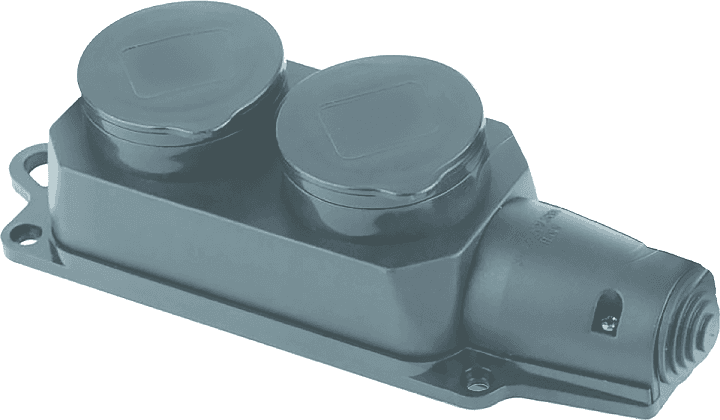 Розетка потрійна 1х16А каучук чорні загл FAR (F280)