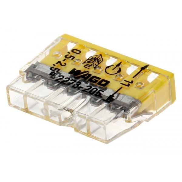 Клема 5x2.5 прозора/жовта без пасти 2273-205 Wago Compact